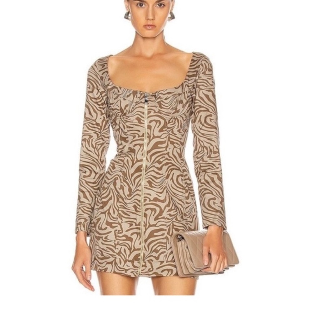 MIAOU Dree Zebra Cotton Mini Dress - Animal Print Size Small NWT